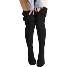 Damen Oberschenkelhohe Wollsocken – extra lange Zopfstrick-Beinstulpen über kniehohe Stiefelsocken Herbst Winter warme Socken Teenager Mädchen