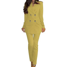 Kobilee Zweiteiler Damen Elegant - Langarm Taillierter Business Outfit Set Hochzeit Hosenanzug Zweiteiler 2 Teiler Anzug Business Schwarz Hosenanzüge Slim Fit Revers Anzüge Büro Formal