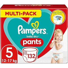 Pampers Baby-Dry Kelnės, 5 dydis, 12-17 kg, mėnesinė dėžutė, 1 pakuotė (1 x 132 vnt.)