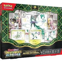 Pokémon TCG: Premium Collection Scarlet and Purple - Fate of Paldea - Miascarade-ex (3 Shiny Textured Promo Cards, 1 Large Card and 8 Boosters)