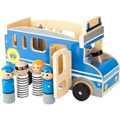 small foot 11459 Large Wooden Police Bus with Toy Figures and Plenty of Space for Passengers and Thieves from 3 Years