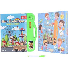 Anglų kalba vaikai Prancūzų kalba garsinė knyga Muzikos skaitymas Interaktyvus lavinantis žaislas, naudojamas vaikų kalbos ir atminties įgūdžiams lavinti (žalia)