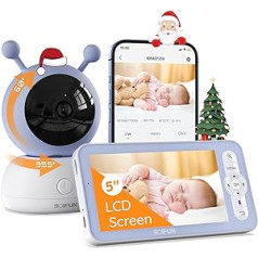 BOIFUN Baby Monitor Camera, PTZ 355° Camera, Baby Camera, Motion Monitoring, 3 Intelligent Detection Modes with Monitor & Smartphone Control