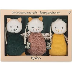 KALOO - Stimuli - My Little Petting Cats - 3 sensoro plīša rotaļlietu komplekts - Motoriskās prasmes un vadāmības attīstošas rotaļlietas - 14 cm - no dzimšanas, K971600