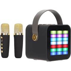 Karaoke Machine, Portable Bluetooth 5.3 Speaker with 2 Wireless Microphones, Kids Karaoke Machine with LED Light Effects, Birthday Gift for Girls, Boys