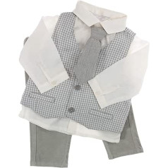 Mayoral Boys Baby 3-Piece Festive Suit Shirt, Vest, Tie & Trousers White/Grey