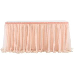 MeiYeAE Till Galda svārki L 183 x H 77 cm Šifona Tutu galda svārki banketiem Candy Party Kāzu dzimšanas dienas ballīte Candy Bar Baby Shower Bērnu dzimšanas dienas galdauti Dekorācija Rozā zelta