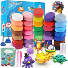 CiaraQ Air Dry Clay — 36 krāsas Gaisa žāvēšana Ultra Light Magic Clay Netoksisks modelēšanas māls un mīklas radošā māksla DIY Kids Arts Amatniecība Labākā dāvana zēniem un meitenēm