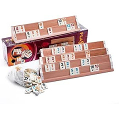 TruWare Just Camp Wooden Rummy Game Set with Melamine Stones | Rummi Flash Okey Board Game Tile Game with Dice