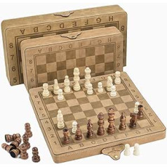 Foldable Magnetic Chess Set Portable PU Leather Chess Lady Backgammon Puzzle Game Chess Box Toy Gift Box (15 Inches)