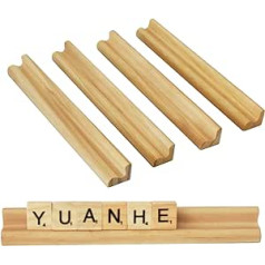 Yuanhe Scrabble flīžu turētājs, koka burtu paliktņu statīvs amatniecībai un spēlei (4 papakojumā)