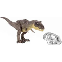 Jurassic World Stomp 'N Escape Tyrannosaurus Rex figūru nometne krīta dinozauru bēgšanas rotaļlieta ar stomping kustībām, kustīgiem savienojumiem, autentisks dekors, dāvana bērniem no 4 gadiem un vecākiem