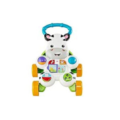 Fisher-Price GXC34 — Mācieties kopā ar mani — Zebra Walker, muzikāla aktivitāte un pastaigu rotaļlieta ar mācību saturu, no 6 mēnešiem (spāņu versija)