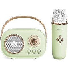 Delmkin Children's Karaoke Microphone with Microphone Portable Bluetooth Speaker Charging Karaoke Machine for Boys and Girls for Home Parties (Green)