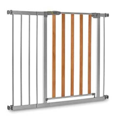 Hauck Wooden Lock 2 Saugūs vartai vaikams su 21 cm prailginimo / Negręžimo / 96 - 101 cm pločio / Išplečiamos / Metalinės medinės grotelės - pilkos