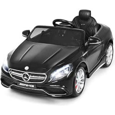 COSTWAY 12V Mercedes Benz Children's Car with 2.4G Remote Control, 3 Speed Electric Car 2-5 km/h with Music, Horn, MP3 and LED Headlight, Children's Vehicle for Children from 3-8 Years (Black)