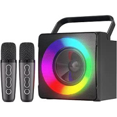 Ankuka Karaoke Machine, Portable Bluetooth Karaoke Speaker with 2 Wireless Microphones and Dynamic Lights for Adults and Children, Gift for Girls and Boys, Home Party (Dark Grey)