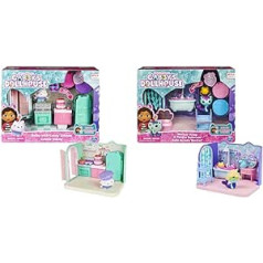 Luksusa numurs Gabby's Dollhouse un Gabby's Dollhouse, Vannas istaba Primp and Pamper, Vannas istaba ar Mercat figūriņu un 3 aksesuāriem, 3 mēbeļu daļas un 2 pārsteigumu kastes, piemērotas vecumā no 3 gadiem