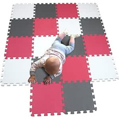 Mqiaoham Baby Floor Mat / Children’s Play Mat, Puzzle Design, Free from Harmful Substances White Pink Grey