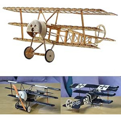 Fokker DR.1 Slow Flyer komplekts, 358 mm spārnu izpletums, mērogs 1/20, plaknes modelis, lai uzbūvētu pats, Balsa Wood Kit, RC lidmašīnas modeļu veidošanas komplekts, 280 x 358 x 135 mm liels, lāzergriezts, 48 g lidojuma svars