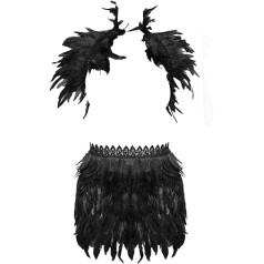 BYDHSS Women's Plus Size Feather Lace Scarf and Skirt Set Halloween Christmas Dance Festival Rave Party Perform Costumes