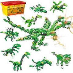 EP EXERCISE N PLAY Dragon Building Blocks Set, 8 in 1 Super Three-Headed Dino Toy with Storage Bucket, STEM Toy Boys & Children from 5+, 876 Pieces