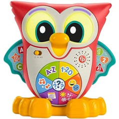 Fisher-Price – BlinkiLinkis Smart Owl prancūziškos versijos interaktyvus mokomasis žaislas su muzika, šviesomis, melodijomis ir frazėmis, žaislas kūdikiui 18 mėnesių ir daugiau, HJM69