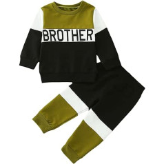 XTBFOOJ Baby Džemperis Unisex Toddler Boys Garām piedurknēm Burtu apdrukas Topi un Bikses Bērns 2 Dabīgi Komplekti Tērpi Rudens Ziemas Apģērbs 110% sāniski domājošs krekls Body with Taur kaklasaite Baby