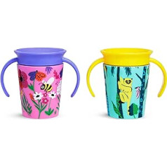 Munchkin Miracle 360 Wildlove Sippy Cup, 6 unces, iepakojums pa 2, Bee/Lemur