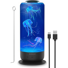 Mumisuto Jellyfish Lamp, Jellyfish Lamp with 7 Colours and 2 Light Modes, LED Fantasy Jellyfish Aquarium Lamp with Speed Control, Mood Light for Home, Office Decor, Gift for Adults Children (Black)