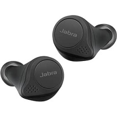 Jabra Elite 75t — ausīs ievietojamas Bluetooth austiņas ar aktīvo trokšņu slāpēšanu (ANC) un ilgu akumulatora darbības laiku patiesai bezvadu pieredzei, zvanot un klausoties mūziku — melns