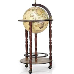 GOPLUS Globe Bar Cart, Globe Bar, Mini Bar Globe, Wine Rack, Home Bar, Bottle Rack, Decorative Bar, Cocktail Bar with Wheels, 88 x 45 cm, Choice of Colours (Beige)