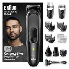 Braun MGK7470 16 in 1 All-in-One Style Kit Series 7 Men's Grooming Kit with Beard Trimmer, Hair Clipper, Precision Trimmer and Gillette Razor, Gifts for Men, UK 2 Pin Plug, MGK7470