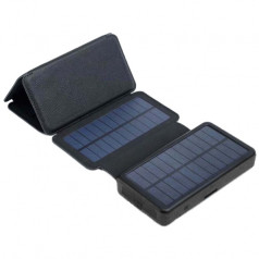 Powerneed salokāms saules panelis ar jaudas banku pv 9w 20000mah li-poly 2x usb 2a melns es20000b