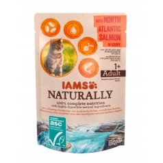 Iams dabiski pieaugušais ar Ziemeļatlantijas lasi mērcē 85g kat