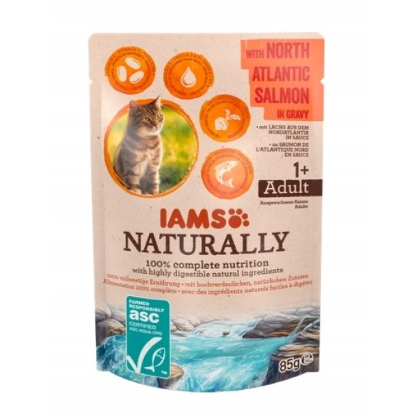 Iams natūraliai suaugęs su Šiaurės Atlanto lašiša padaže 85g kat