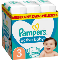 Pampers active baby mth box 3 sauskelnių rinkinys (6-10 kg); 208