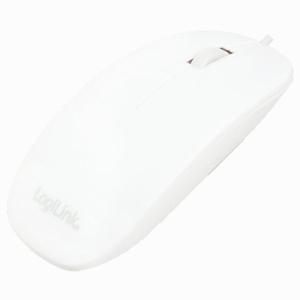 Flat USB optical mouse, white