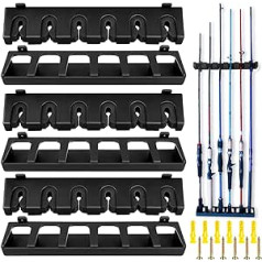 JiaUfmi 3 Pairs Fishing Rod Holder 6 Rod Stand Wall Mounted Vertical Rod Stand Fishing Rod Holder for Garage, Wall, Ceiling Rod Stand