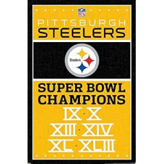 Trends International NFL Pittsburgh Steelers — Champions 13 sienas plakāts 14,5 x 22,5 collu bezierāmēta Premium versija