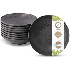 GREENBOX Pack of 15 Sustainable Reusable Plates, Diameter 21.5 cm, Deep Plate, Eco Tableware, Camping Tableware, Party Tableware, Soup Plates, Dishwasher Safe, Microwave Safe