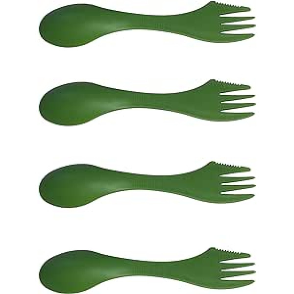 4 x Grendle Plastic Sporks Ideal for Camping Travel Outdoor Cutlery Spoon Knife Fork Set