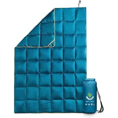 4Monster Down Blanket Lightweight Compact Outdoor Camping Blanket Super Warm Waterproof Packable Blanket for Travel, Picnics, Camping, Hiking (Grid Green, Small: (50