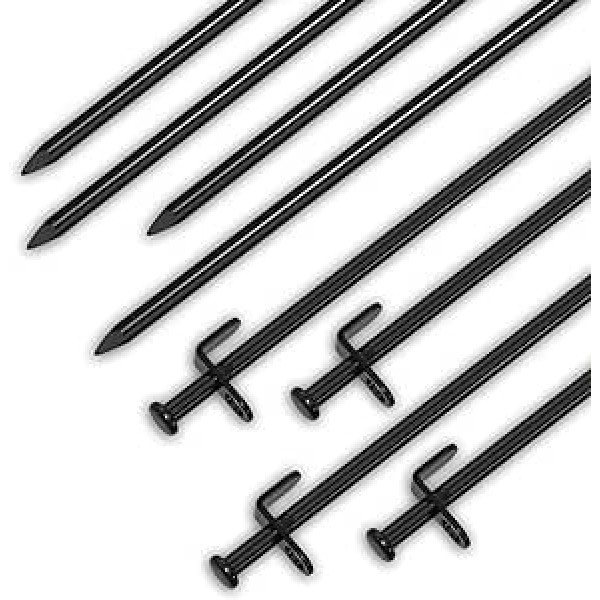 Heavy Duty Camping Pegs, 12 Inch Tent Pegs, Forged Steel Tent Pegs, Unbreakable and Non-Flexible, Available in Rocky Place Dessert Snowfield and Grassland (Black) (Colour: 12-in-4parks)