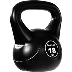 MOVIT Kettlebell BASIC BLACK, tējkanna ar grīdai draudzīgu plastmasas apvalku, no 1 kg līdz 20 kg, pārbaudīta uz kaitīgām vielām