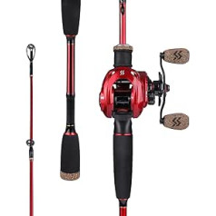 Sougayilang Baitcasting Combo, komplekts ar 2 M/MH vieglo ēsmas makšķeri un 8,0:1 baitcaster spoles, makšķeres un spoles kombināciju ceļojumiem sālsūdenī