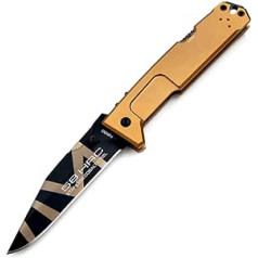 LIUS GROUP Pocket Knife Long Folding Knife Sharp N690 Blade Titanium Knife Foldable Metal Knife Black EDC Knife Premium Outdoor Knife Survival Camping Knife Hunting Knife One-Handed Knife Gold