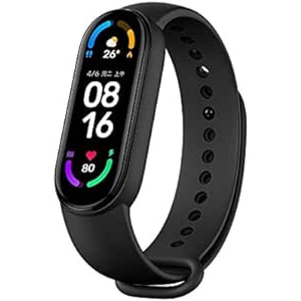 Xiaomi Mi Band 6 viedais pulkstenis 1,56 collu AMOLED ekrāns miega monitora vingrinājumu izsekotājs Bluetooth ūdensizturīgs globālā versija melns