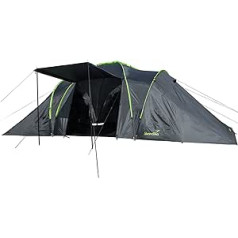 Skandika Daytona Dome Tent XXL 6 People Family Tent with 3 Large Sleeping Cabins 3000 mm Water Column 195 cm Standing Height Mosquito Nets Sun Sail Camping Tent for Family and Friends