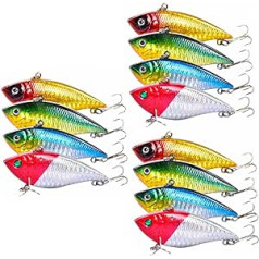 Unomor Pack of 12 Makšķerēšanas mānekļi Hologrāfisks The Guncle Pike Lure Holographic Rolling Balls Galda lampa Makšķerēšanas māneklis auduma bumba Īkšķis Bait with Holographic Skin Three Hooks